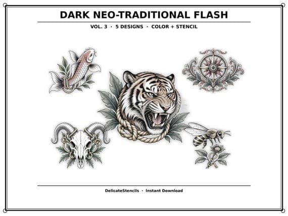 Dark Neo-Traditional Flash Sheet Vol. 3